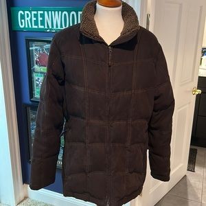Wmns LLBean Chocolate Brown zip up Coat size Large.